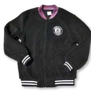 Antler & Woods x Brooklyn Nets Sherpa Varsity Jacket NBA Size Medium New